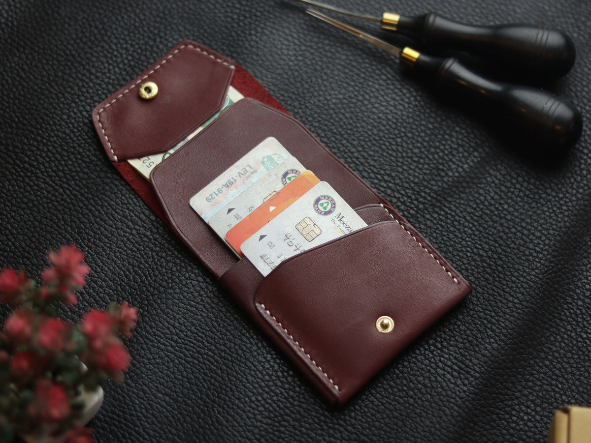 CARVES MINI SMART WALLET BURGUNDY GRIP LEATHER GOODS