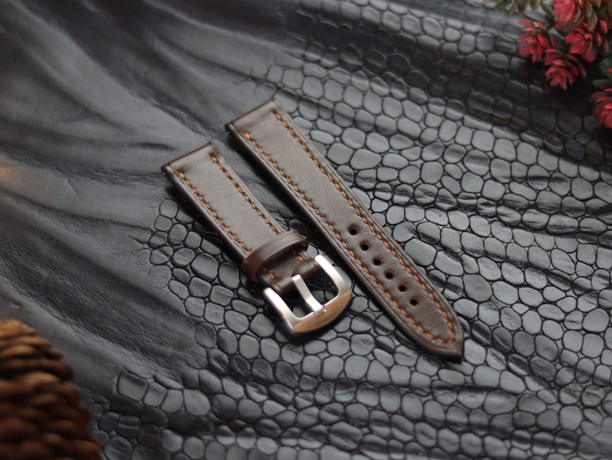 LEATHER STRAPS RUSTIC BROWN (BROWN) FULL STITCHED GRIP LEATHER GOODS