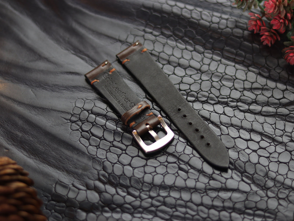 LEATHER STRAPS RUSTIC BROWN (BROWN) MINIMAL STITCHED GRIP LEATHER GOODS