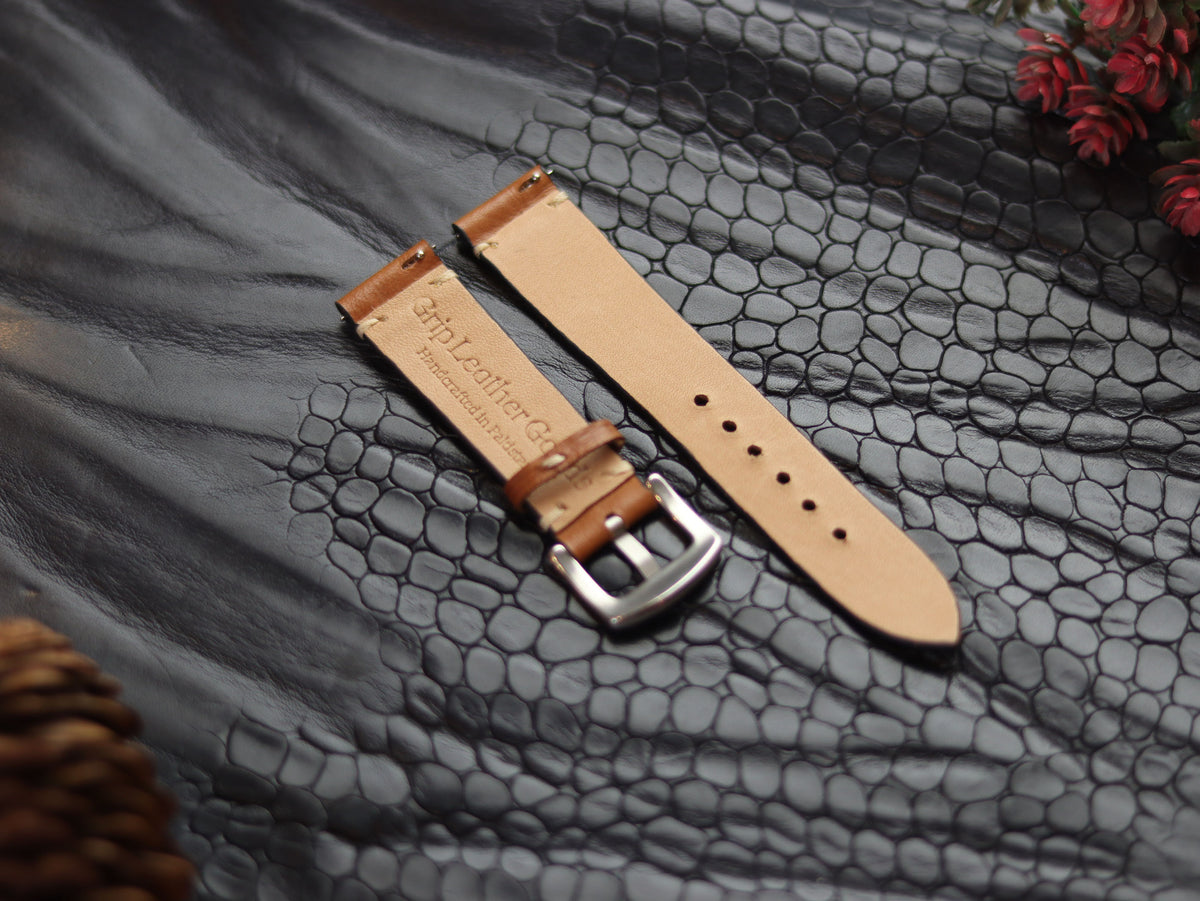 LEATHER STRAPS TEN BROWN (BEACH) MINIMAL STITCHED GRIP LEATHER GOODS