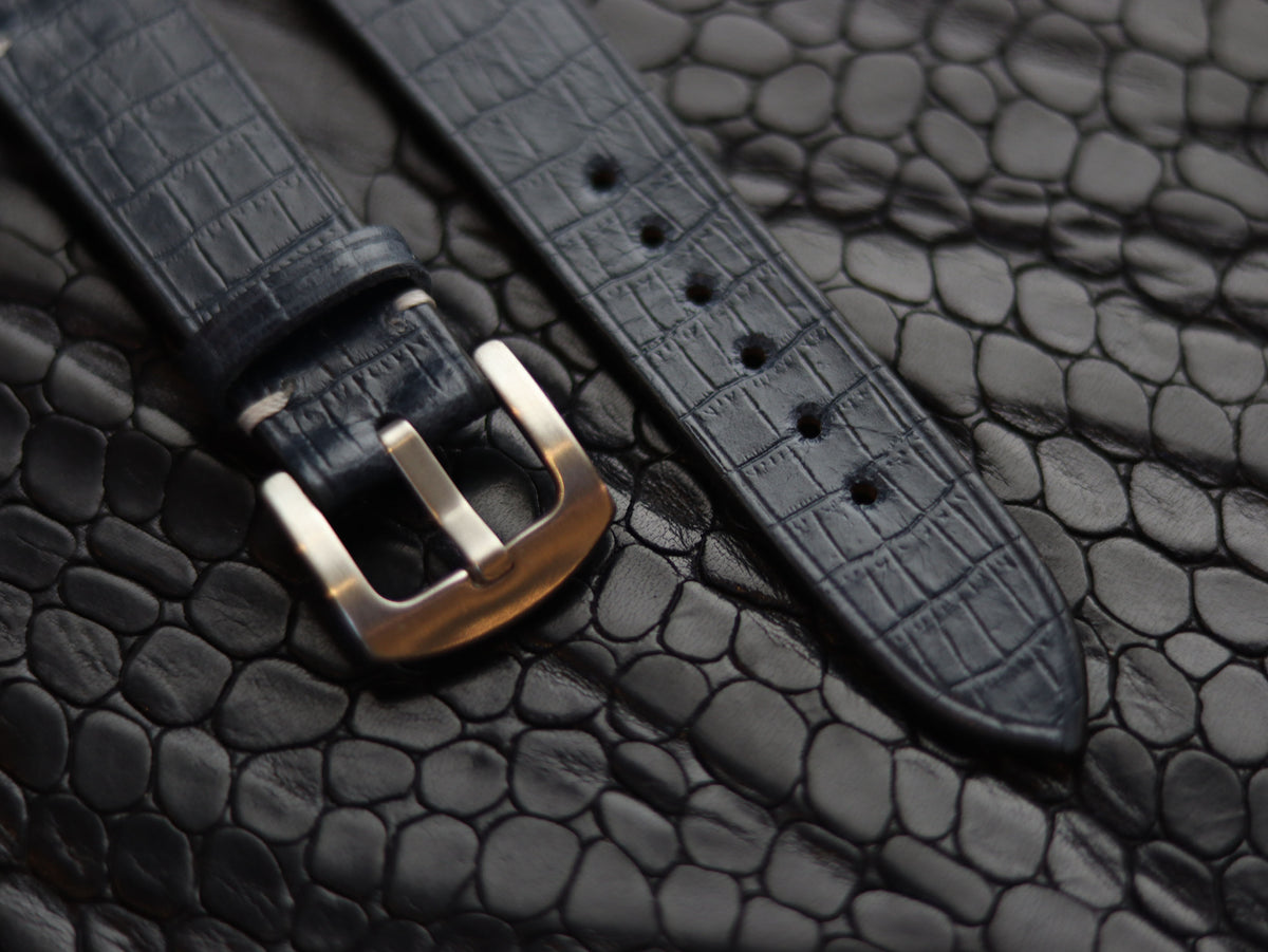 LEATHER STRAPS IMPERIAL BLUE (WHITE) MINIMAL STITCHED GRIP LEATHER GOODS