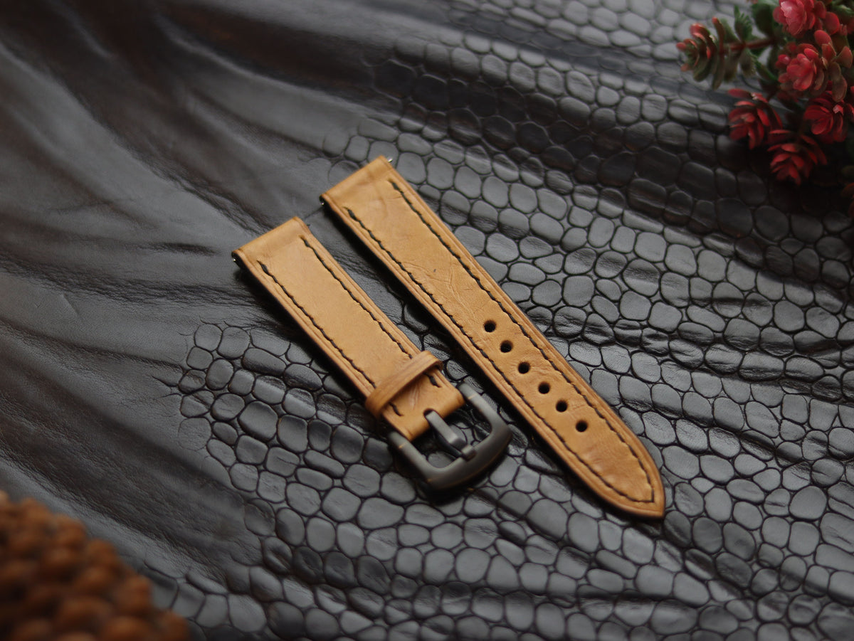 LEATHER STRAPS CLASSIC OAK (BLACK) FULL STITCHED GRIP LEATHER GOODS