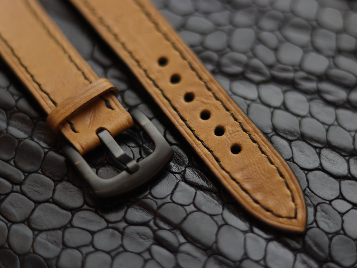 LEATHER STRAPS CLASSIC OAK (BLACK) FULL STITCHED GRIP LEATHER GOODS