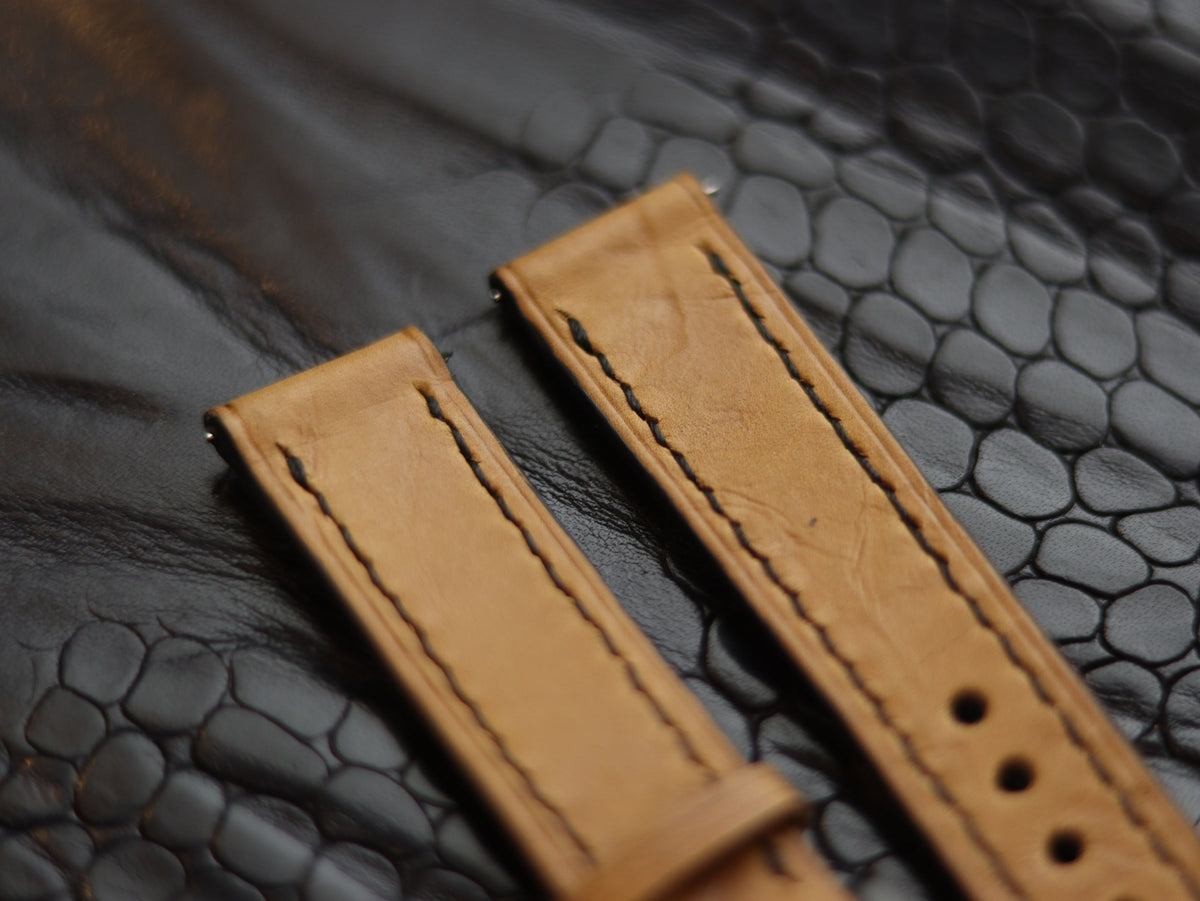 LEATHER STRAPS CLASSIC OAK (BLACK) FULL STITCHED GRIP LEATHER GOODS