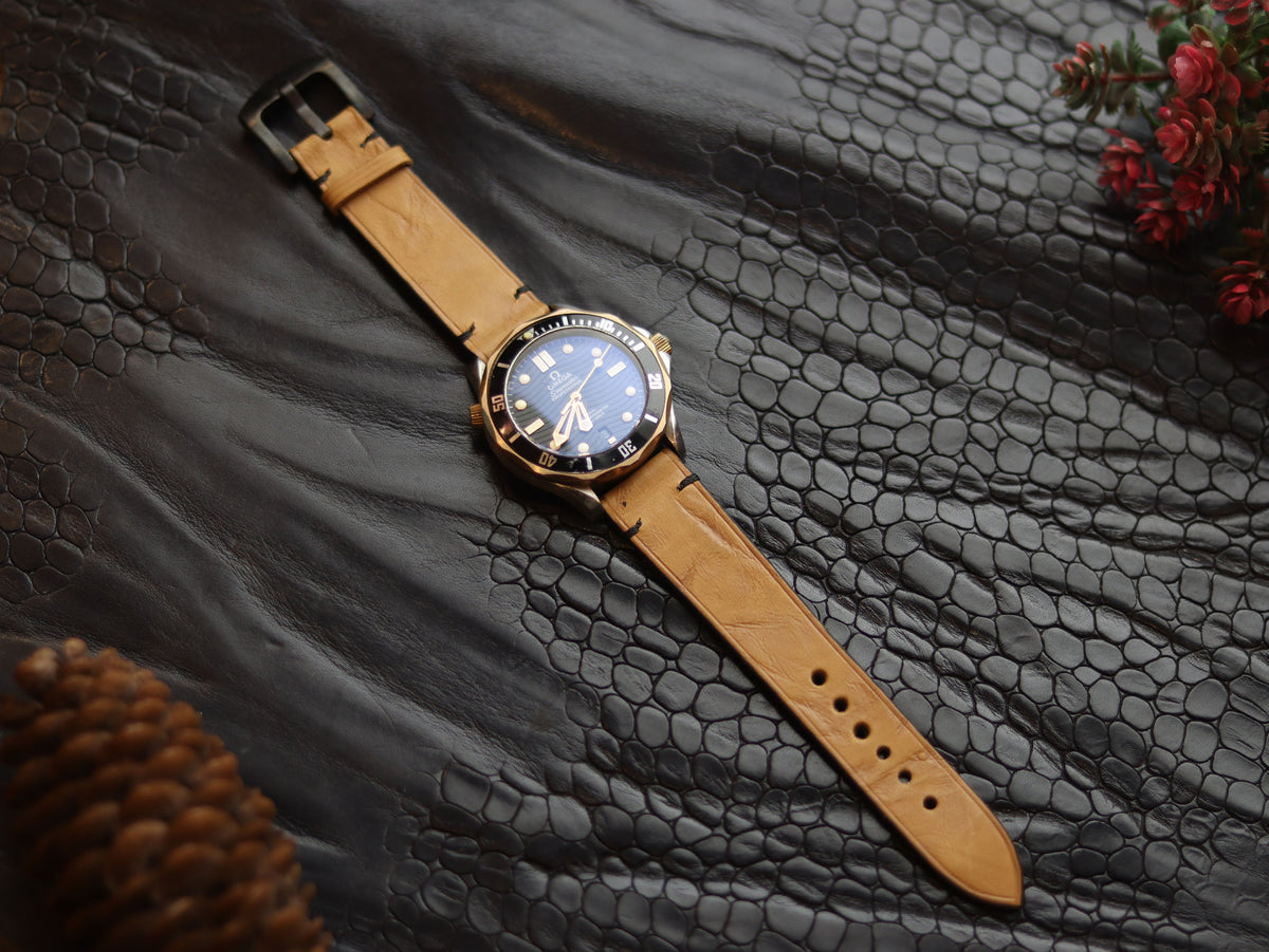 LEATHER STRAPS CLASSIC OAK (BLACK) MINIMAL STITCHED GRIP LEATHER GOODS