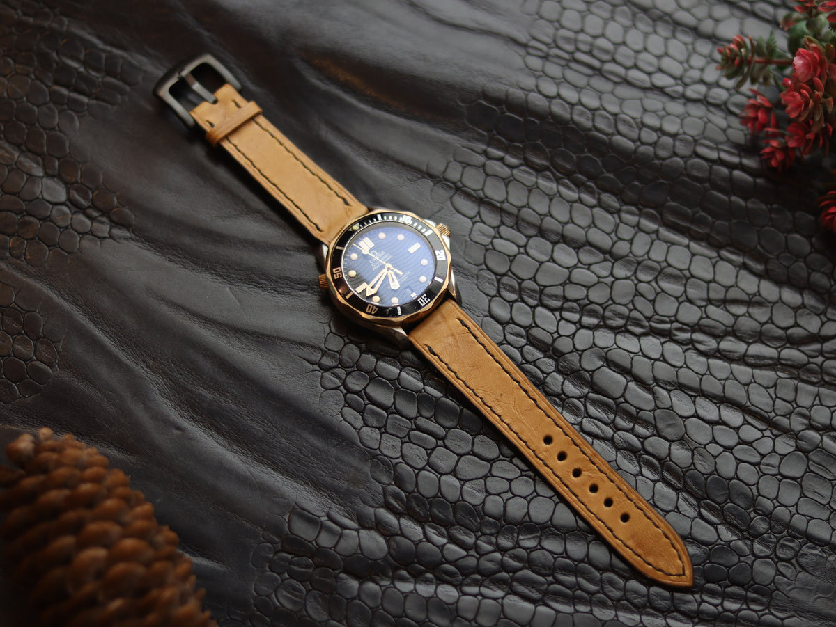 LEATHER STRAPS CLASSIC OAK (BLACK) FULL STITCHED GRIP LEATHER GOODS