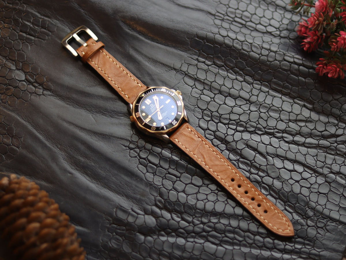 LEATHER STRAPS TEN BROWN (BEACH) FULL STITCHED GRIP LEATHER GOODS