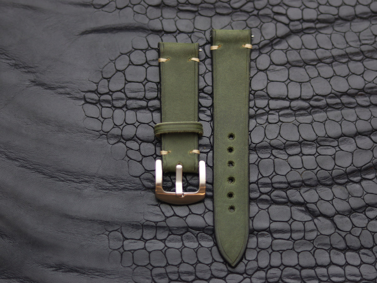 LEATHER STRAPS EMERALD GREEN (BEACH) MINIMAL STITCHED GRIP LEATHER GOODS