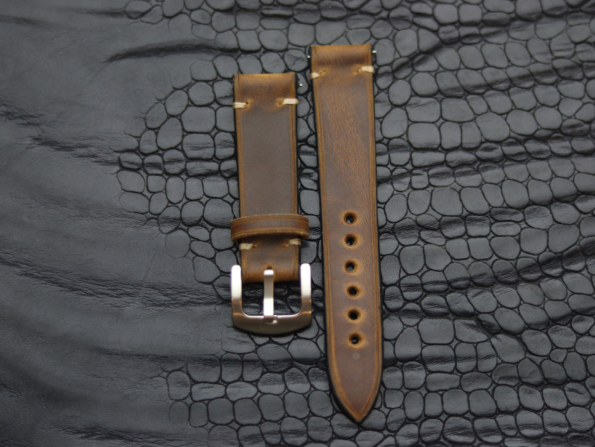 LEATHER STRAPS BRUNETTE BROWN (BEACH) MINIMAL STITCHED GRIP LEATHER GOODS