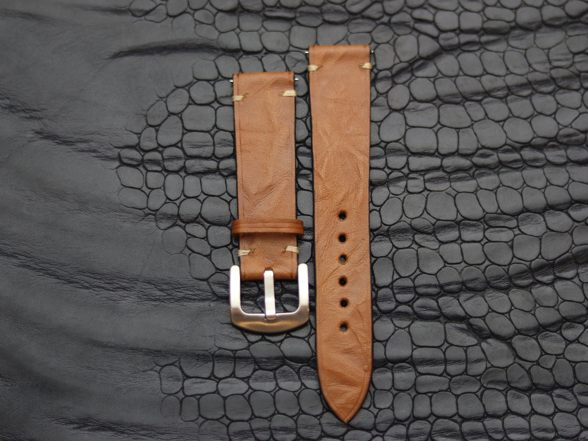 LEATHER STRAPS TEN BROWN (BEACH) MINIMAL STITCHED GRIP LEATHER GOODS