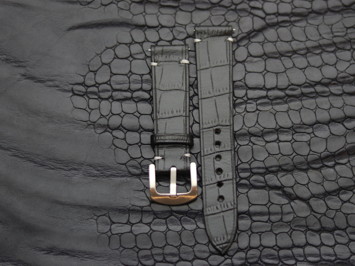 LEATHER STRAPS PHANTOM BLACK (WHITE) MINIMAL STITCHED GRIP LEATHER GOODS