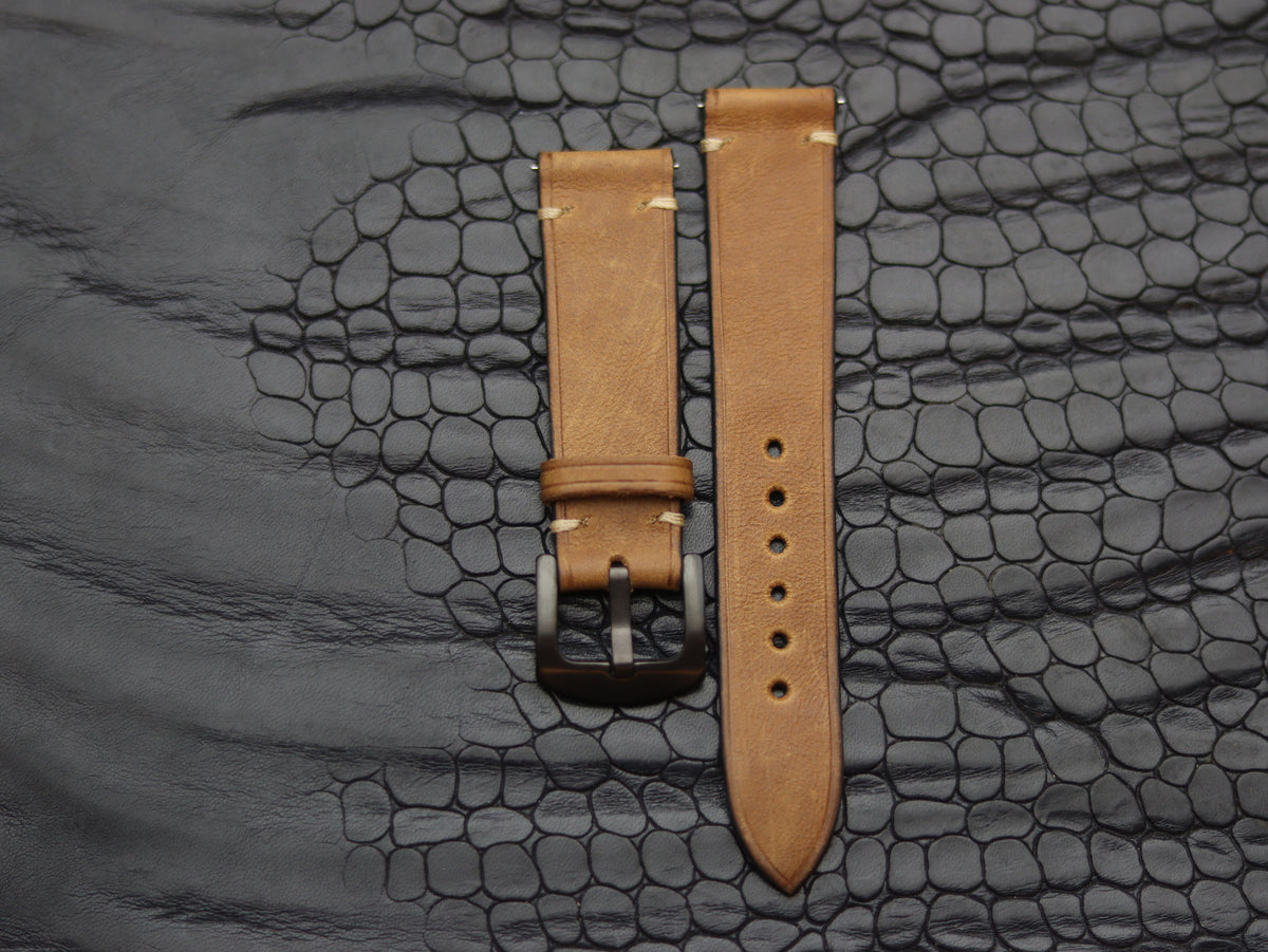 LEATHER STRAPS PEBBLE BROWN (BEACH) MINIMAL STITCHED GRIP LEATHER GOODS