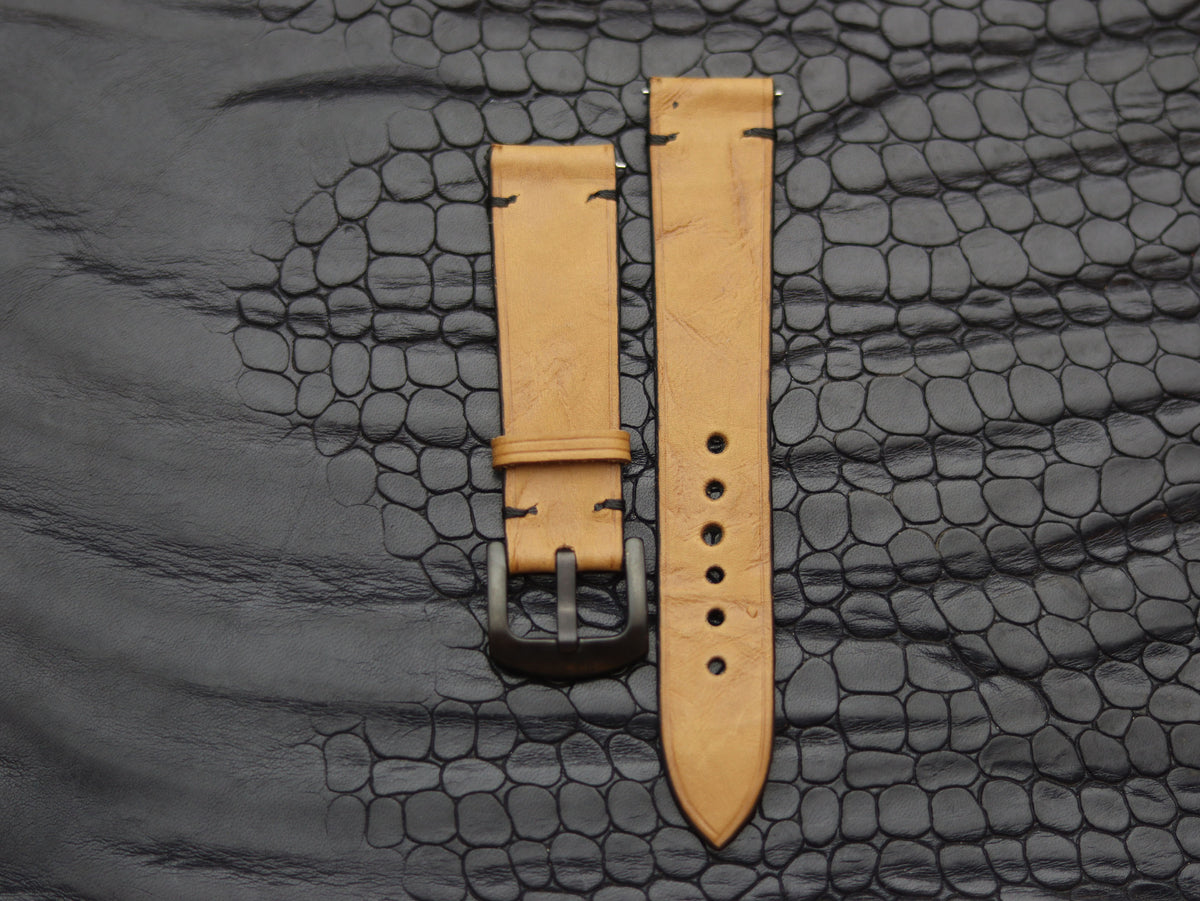 LEATHER STRAPS CLASSIC OAK (BLACK) MINIMAL STITCHED GRIP LEATHER GOODS