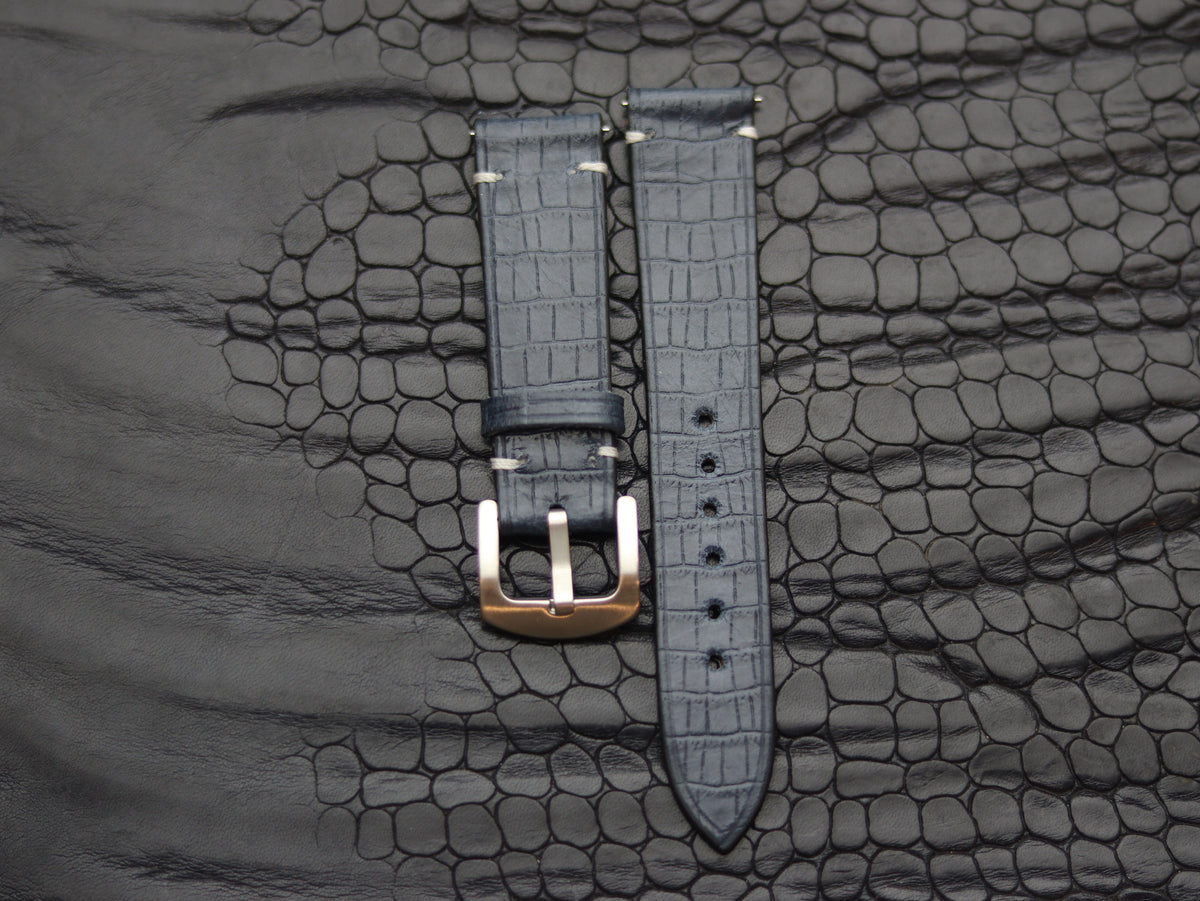 LEATHER STRAPS IMPERIAL BLUE (WHITE) MINIMAL STITCHED GRIP LEATHER GOODS