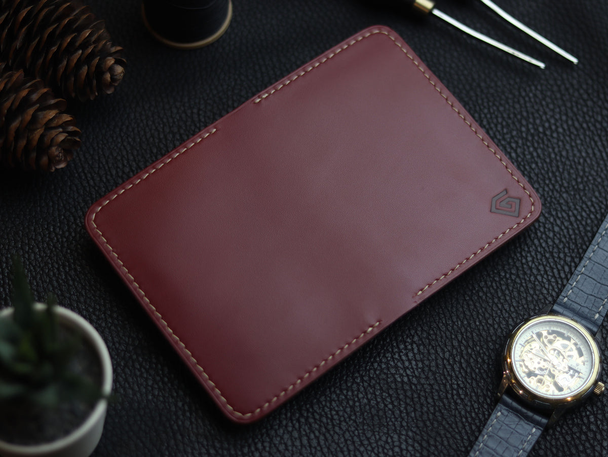 HUDSON SLIM BI-FOLD WALLET CRIMSON RED & MATTE BLACK GRIP LEATHER GOODS