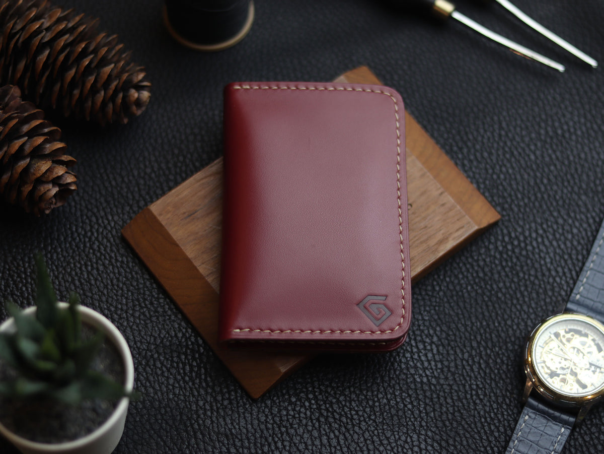 HUDSON SLIM BI-FOLD WALLET CRIMSON RED & MATTE BLACK GRIP LEATHER GOODS