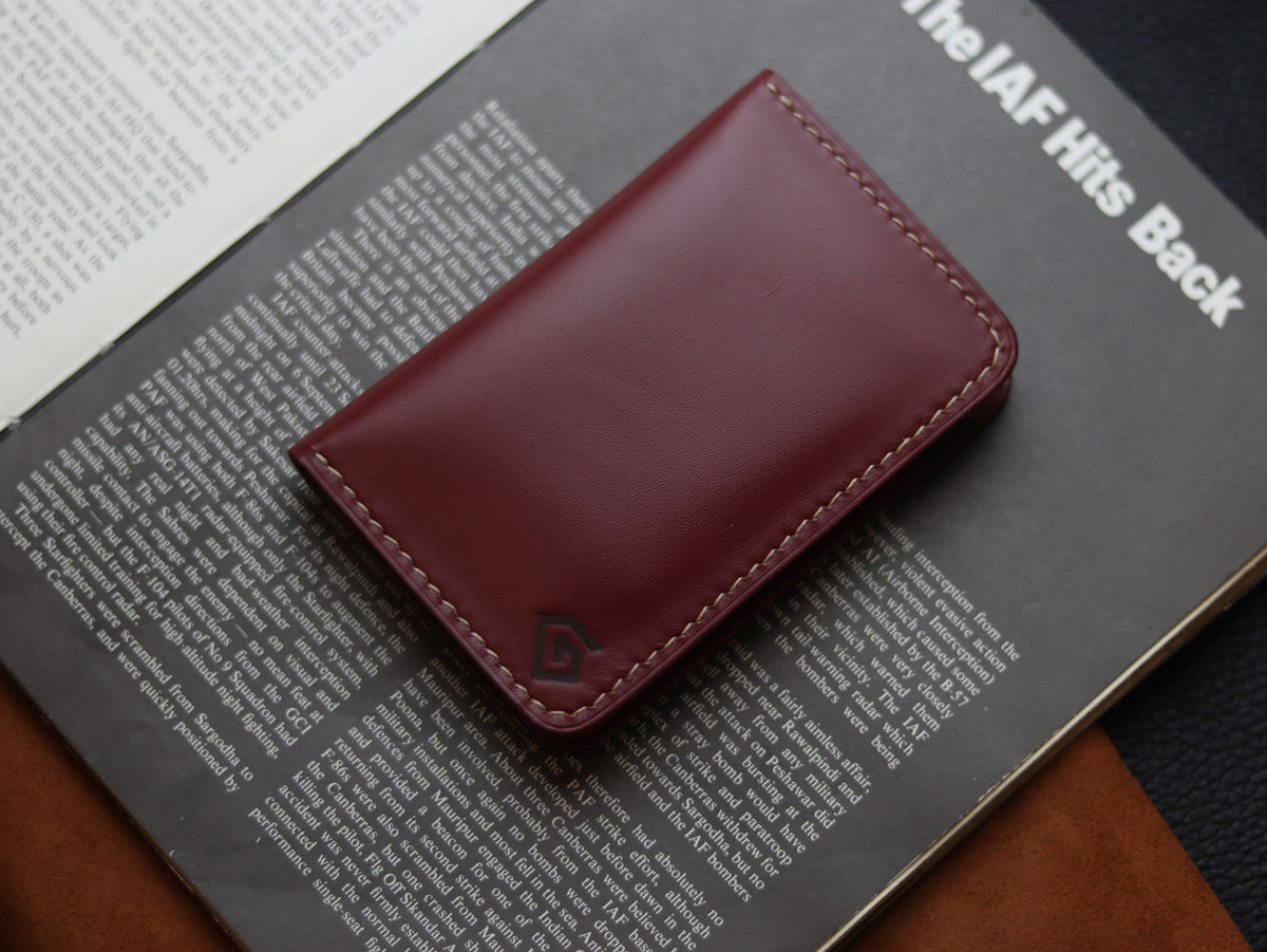 HUDSON SLIM BI-FOLD WALLET CRIMSON RED & MATTE BLACK GRIP LEATHER GOODS