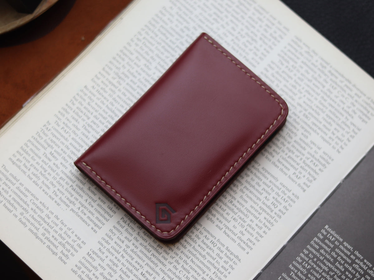 HUDSON SLIM BI-FOLD WALLET CRIMSON RED & MATTE BLACK GRIP LEATHER GOODS