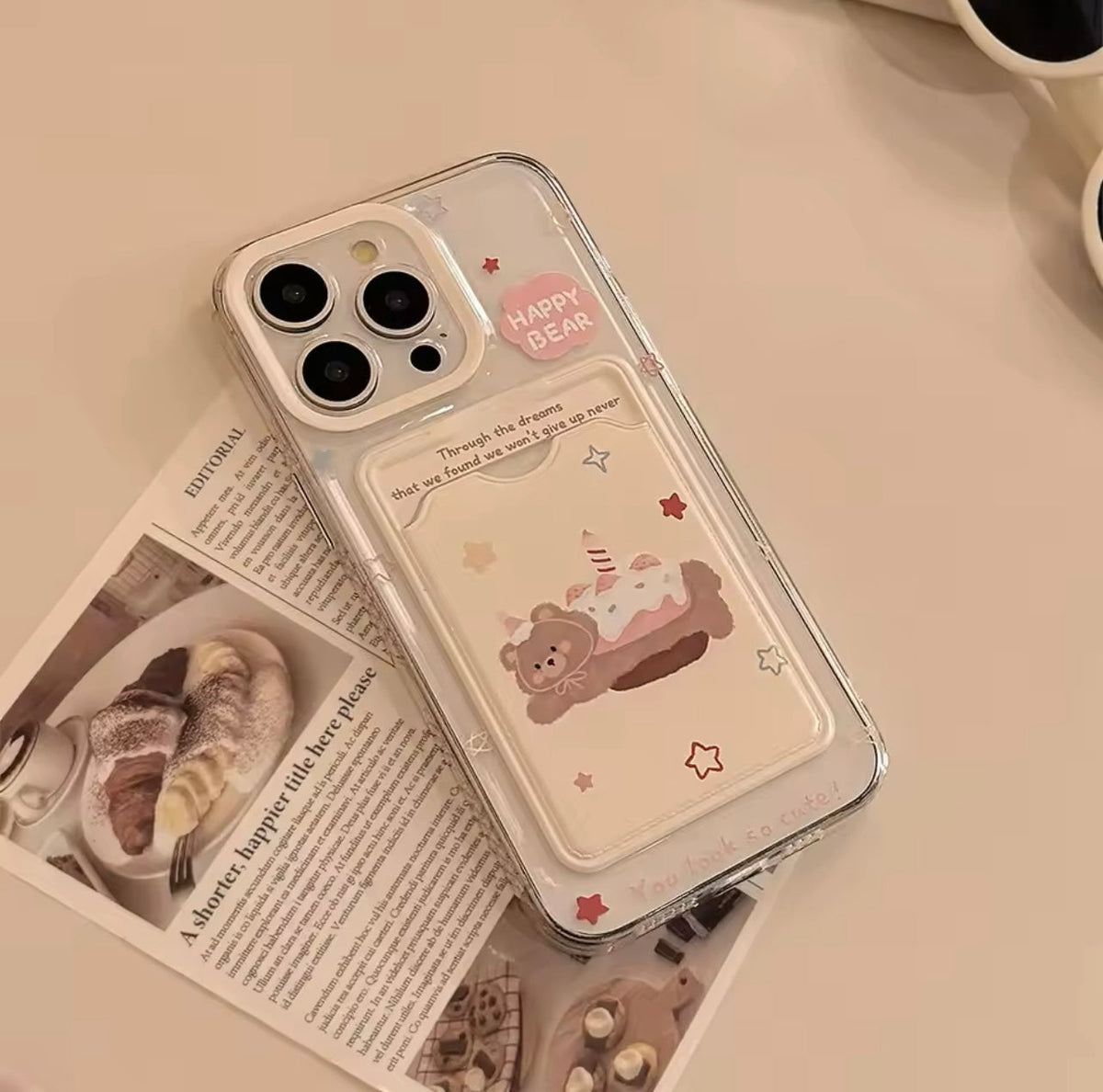 Card Bag Bear Phone Case-GRIP grip