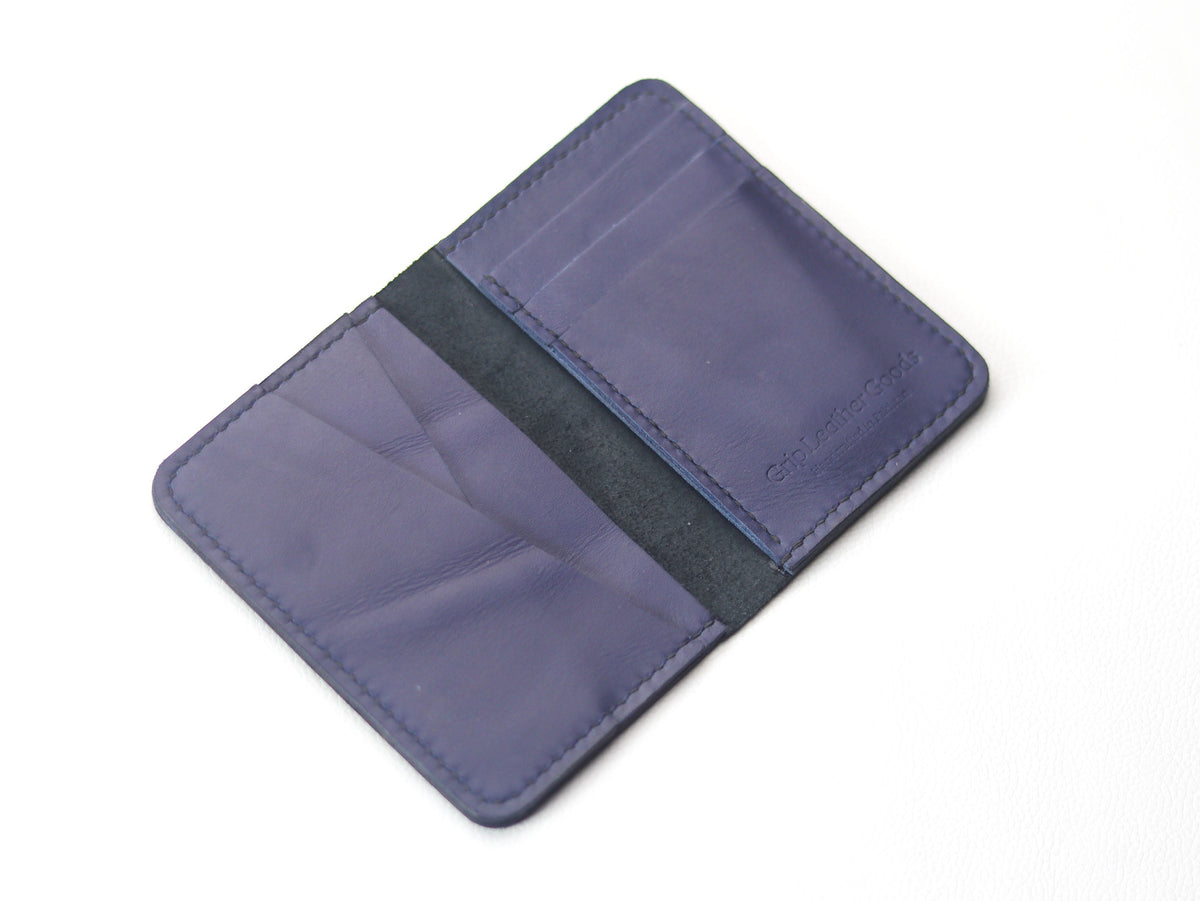 BI-FOLD SNAP WALLET OXFORD BLUE AND BLACK GRIP LEATHER GOODS