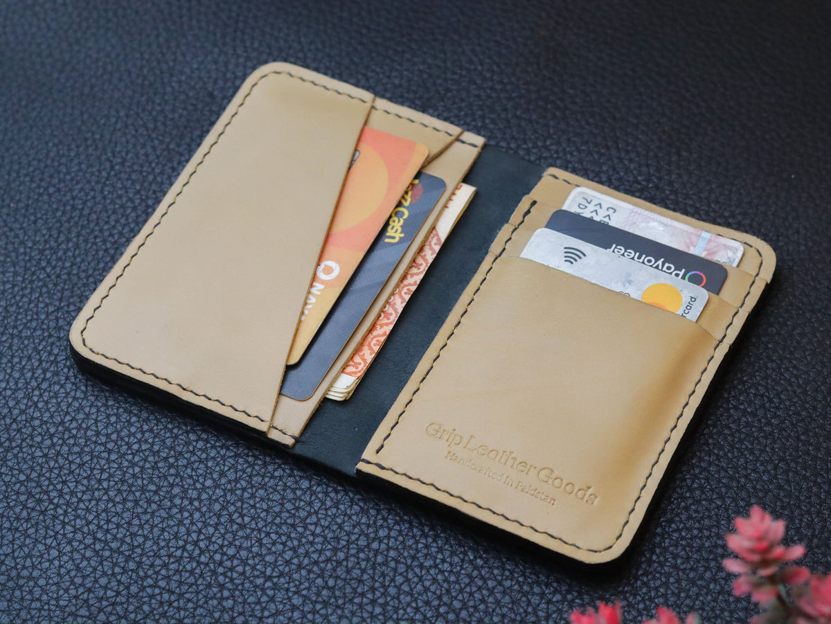 BI-FOLD SNAP WALLET CHIFFON WHITE AND BLACK GRIP LEATHER GOODS
