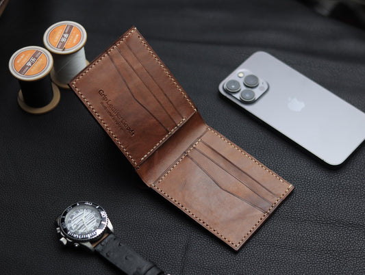 ZORVANE Slim Bifold Wallet – Premium Top Grain Leather Sepia Brown