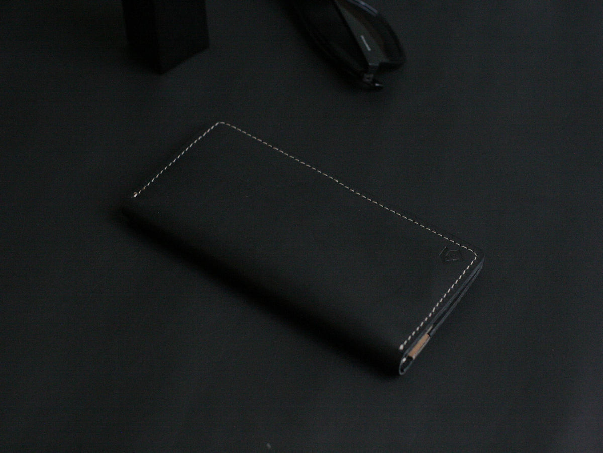 Men's Leather Long Wallet Charcole Black GRIP LEATHER GOODS