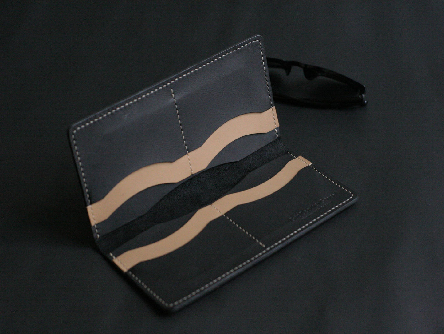 Men's Leather Long Wallet Charcole Black GRIP LEATHER GOODS