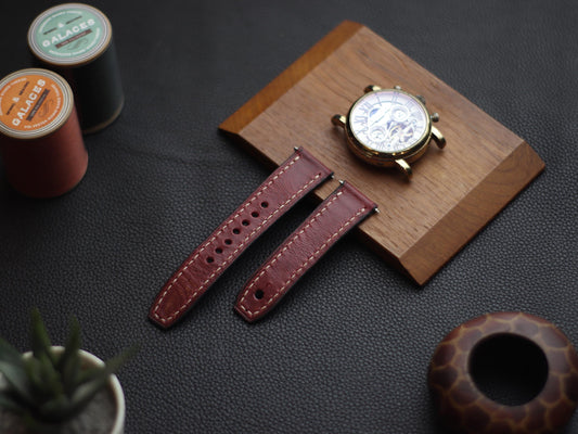 SCARLET RED  (BEACH) - FULL STITCHED WATCH STRAPS grip