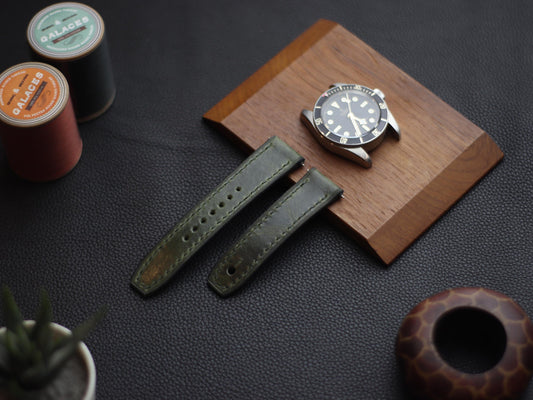 EMERALD GREEN (GREEN) - FULL STITCHED WATCH STRAPS grip