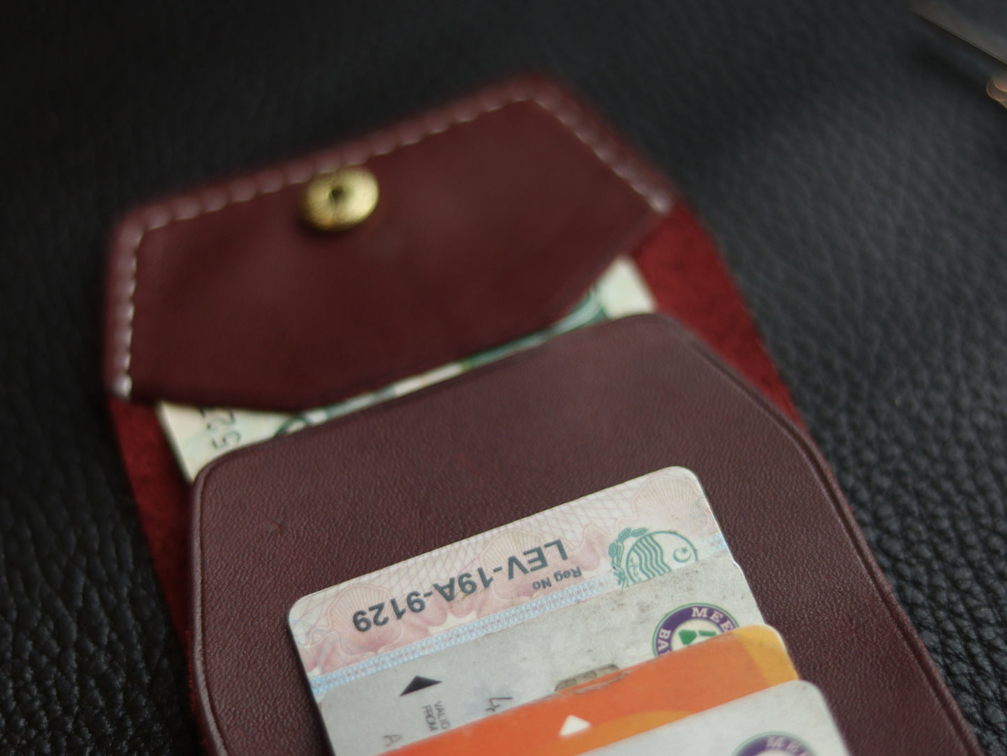 CARVES MINI SMART WALLET BURGUNDY GRIP LEATHER GOODS