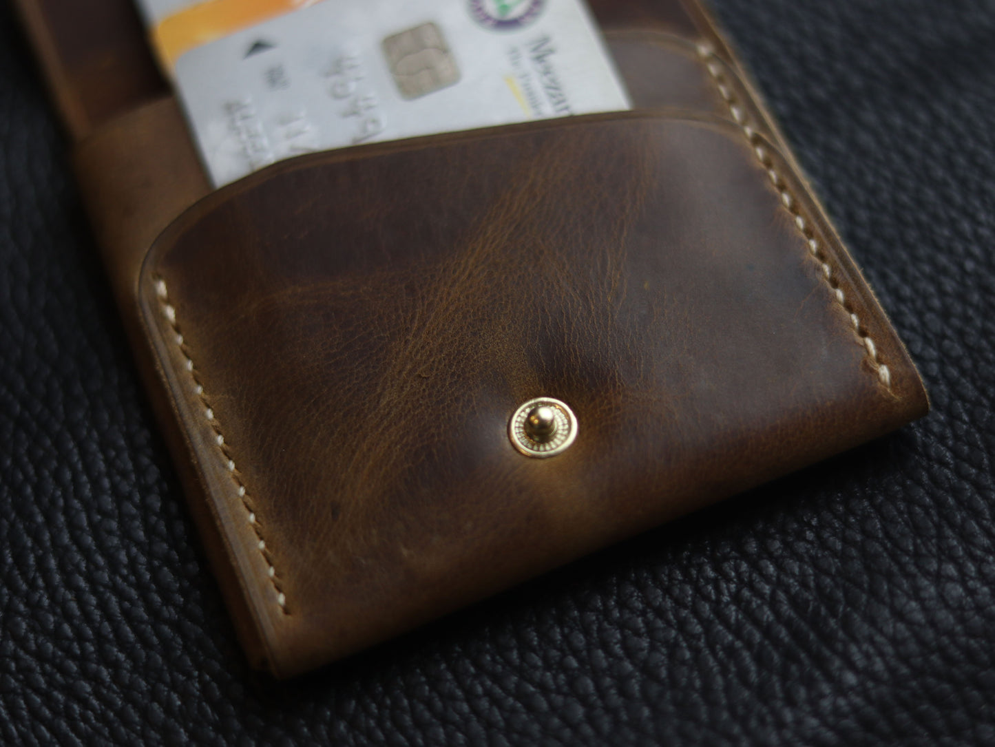 CARVES MINI SMART WALLET BRUNETTE BROWN GRIP LEATHER GOODS