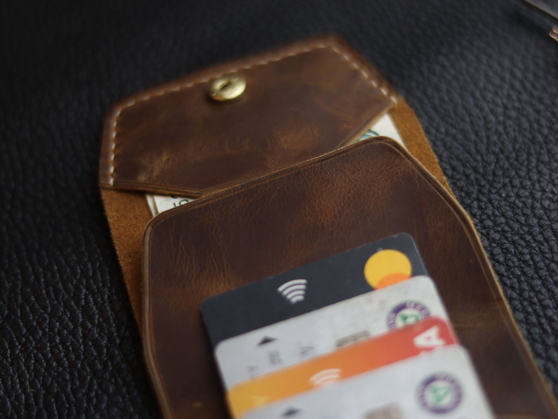 CARVES MINI SMART WALLET BRUNETTE BROWN GRIP LEATHER GOODS