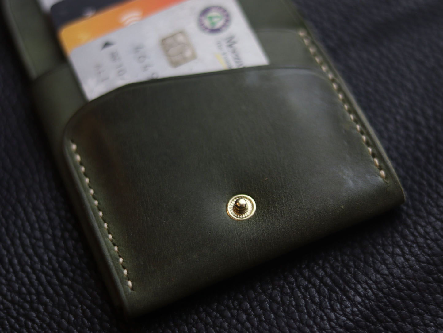 CARVES MINI SMART WALLET EMERALD GREEN GRIP LEATHER GOODS
