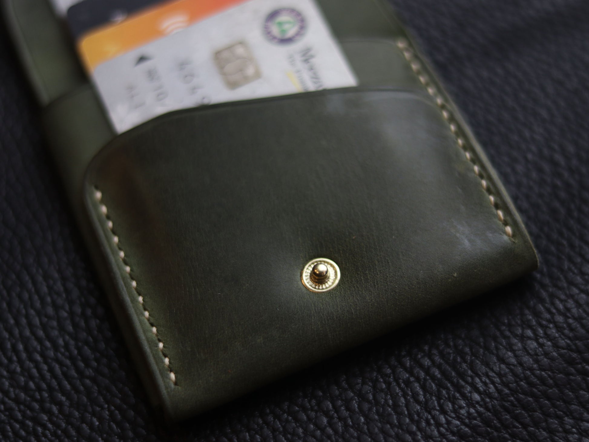 CARVES MINI SMART WALLET EMERALD GREEN GRIP LEATHER GOODS