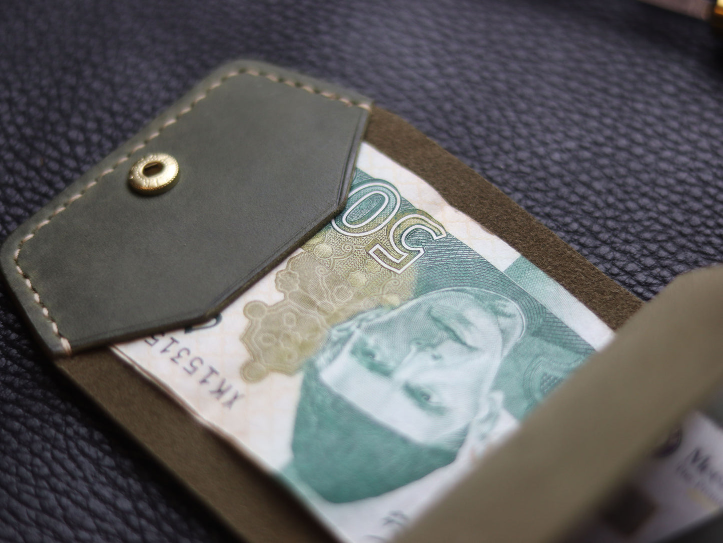 CARVES MINI SMART WALLET EMERALD GREEN GRIP LEATHER GOODS