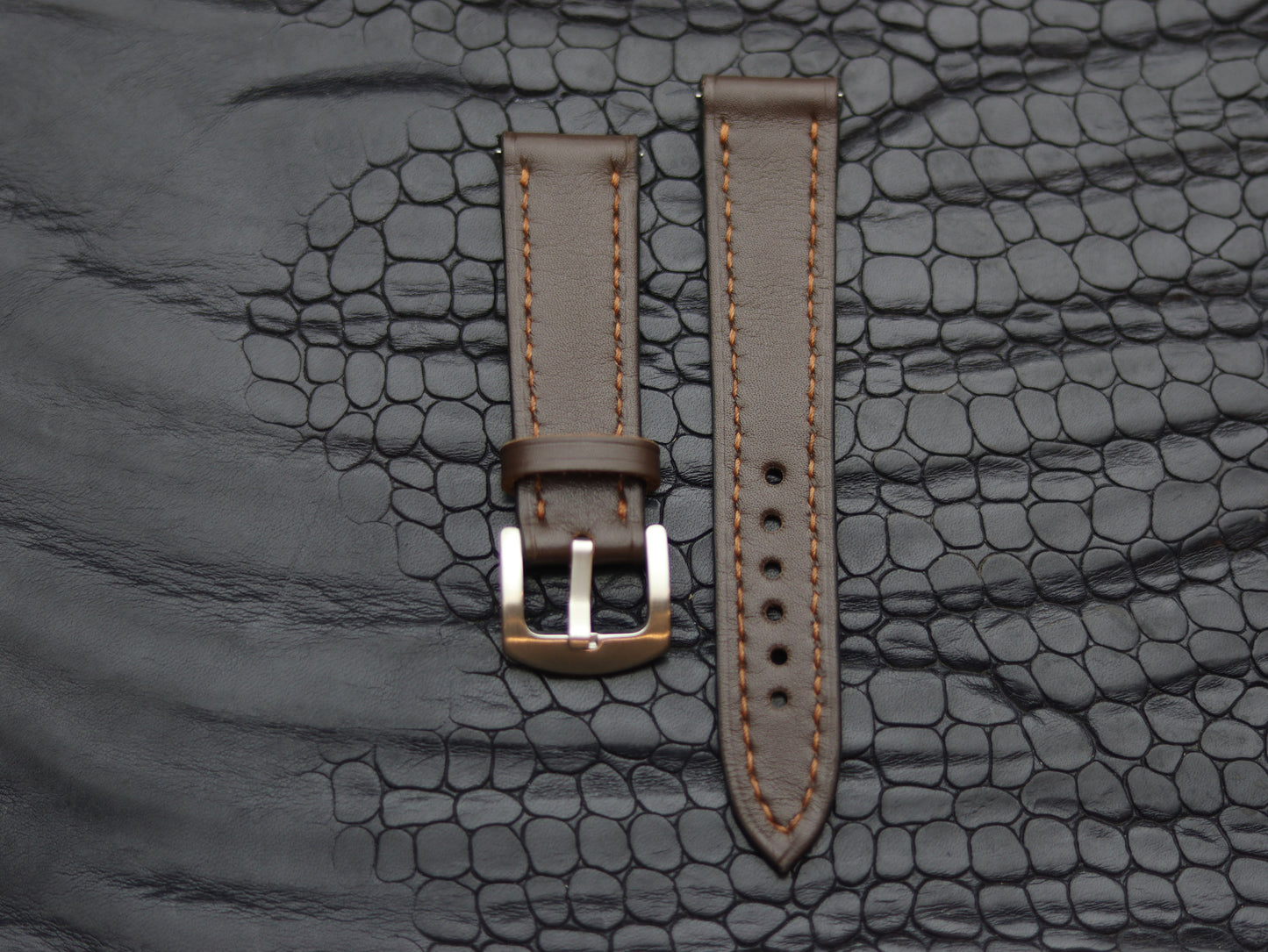 LEATHER STRAPS RUSTIC BROWN  (BROWN) FULL STITCHED GRIP LEATHER GOODS