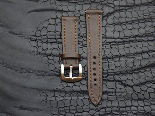 LEATHER STRAPS RUSTIC BROWN  (BROWN) FULL STITCHED GRIP LEATHER GOODS