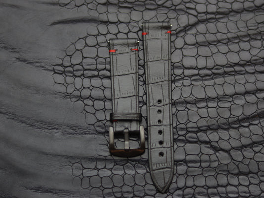 LEATHER STRAPS PHANTOM BLACK (RED)  MINIMAL STITCHED GRIP LEATHER GOODS