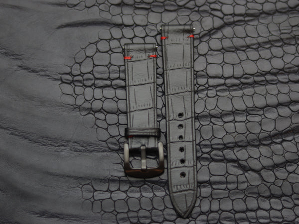 LEATHER STRAPS PHANTOM BLACK (RED) MINIMAL STITCHED GRIP LEATHER GOODS