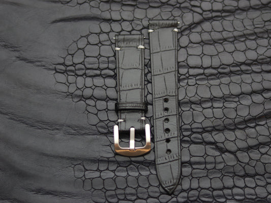 LEATHER STRAPS PHANTOM BLACK (WHITE) MINIMAL STITCHED GRIP LEATHER GOODS