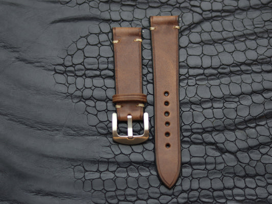 LEATHER STRAPS  COFFEE BROWN (BEACH) MINIMAL STITCHED GRIP LEATHER GOODS