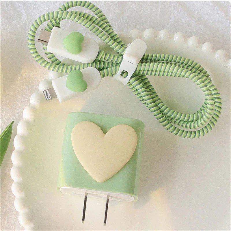 Lime Green Heart Charger Case-GRIP grip