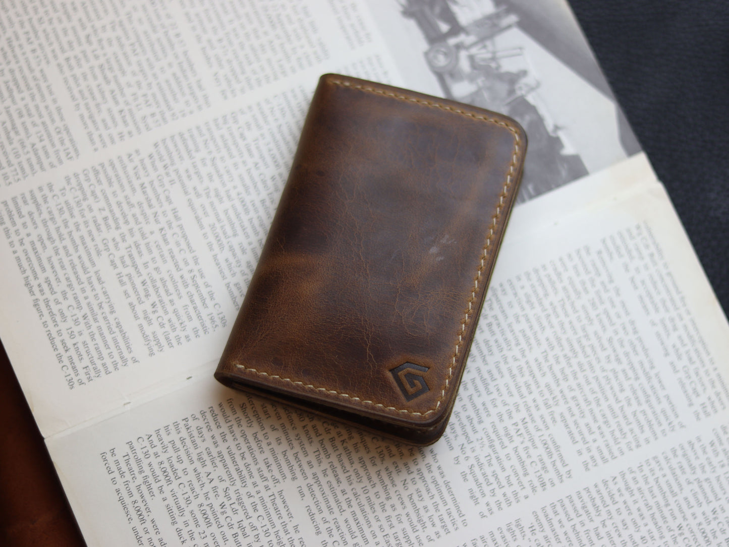 HUDSON SLIM BI-FOLD WALLET BRUNETTE BROWN & MATTE BLACK GRIP LEATHER GOODS