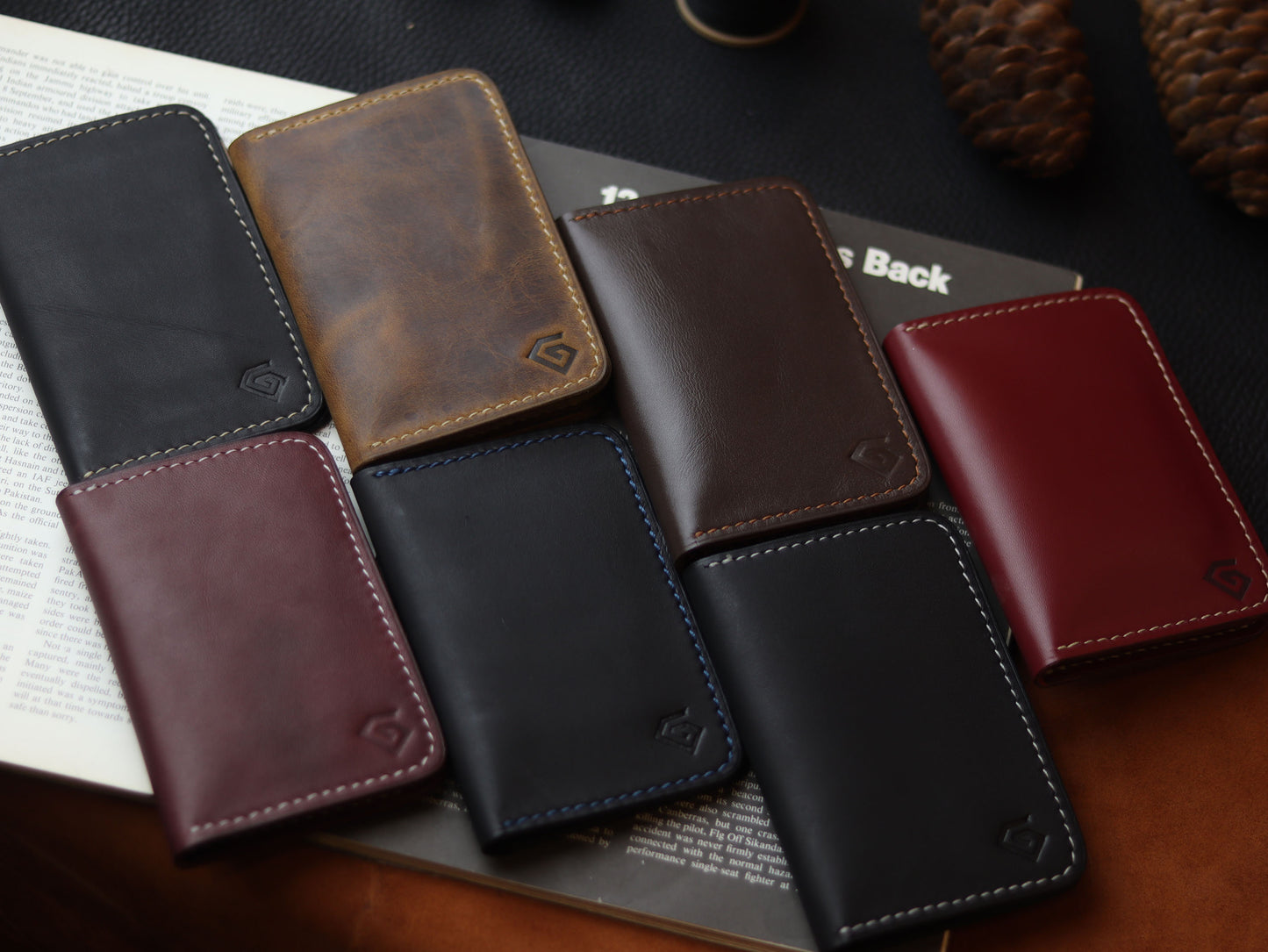 HUDSON SLIM BI-FOLD WALLET MATTE BLACK & CHIFFON WHITE GRIP LEATHER GOODS