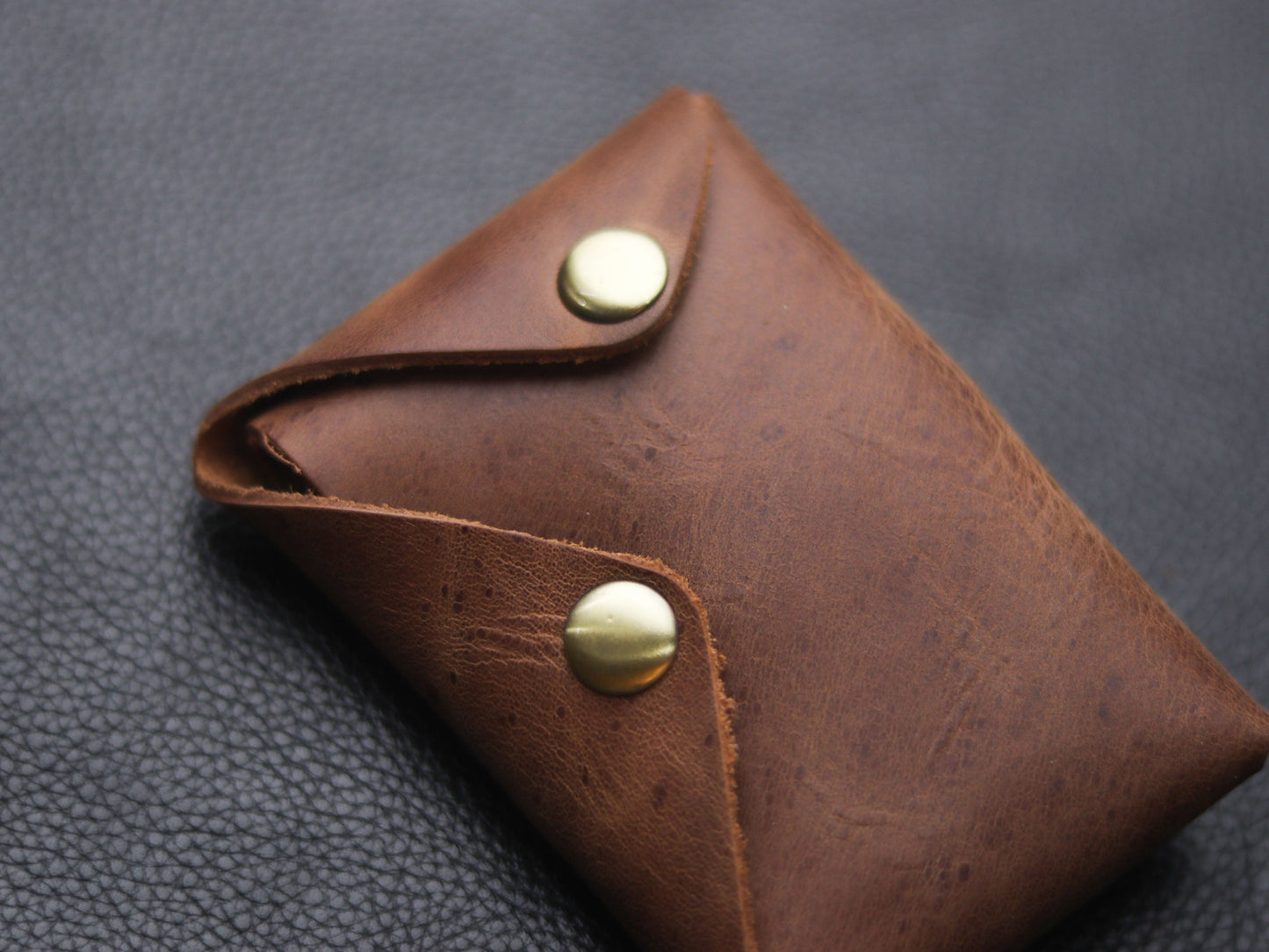 Stitchless minimalist Leather wallet & cardholder Coffee Brown grip