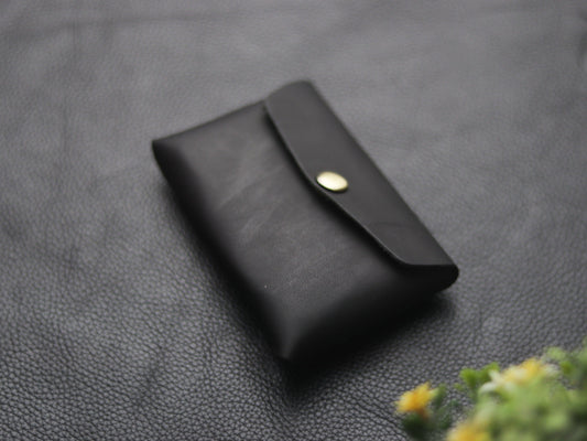 Stitchless minimalist Leather wallet & cardholder Ebony black grip