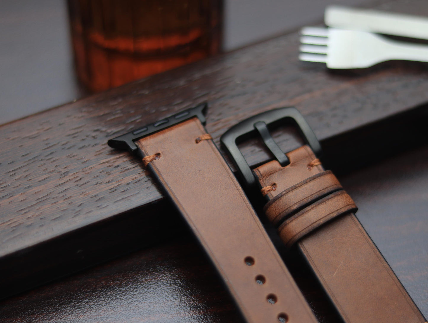 PREMIUM LEATHER STRAP SEPIA BROWN-MINIMAL STITCHED (BROWN)