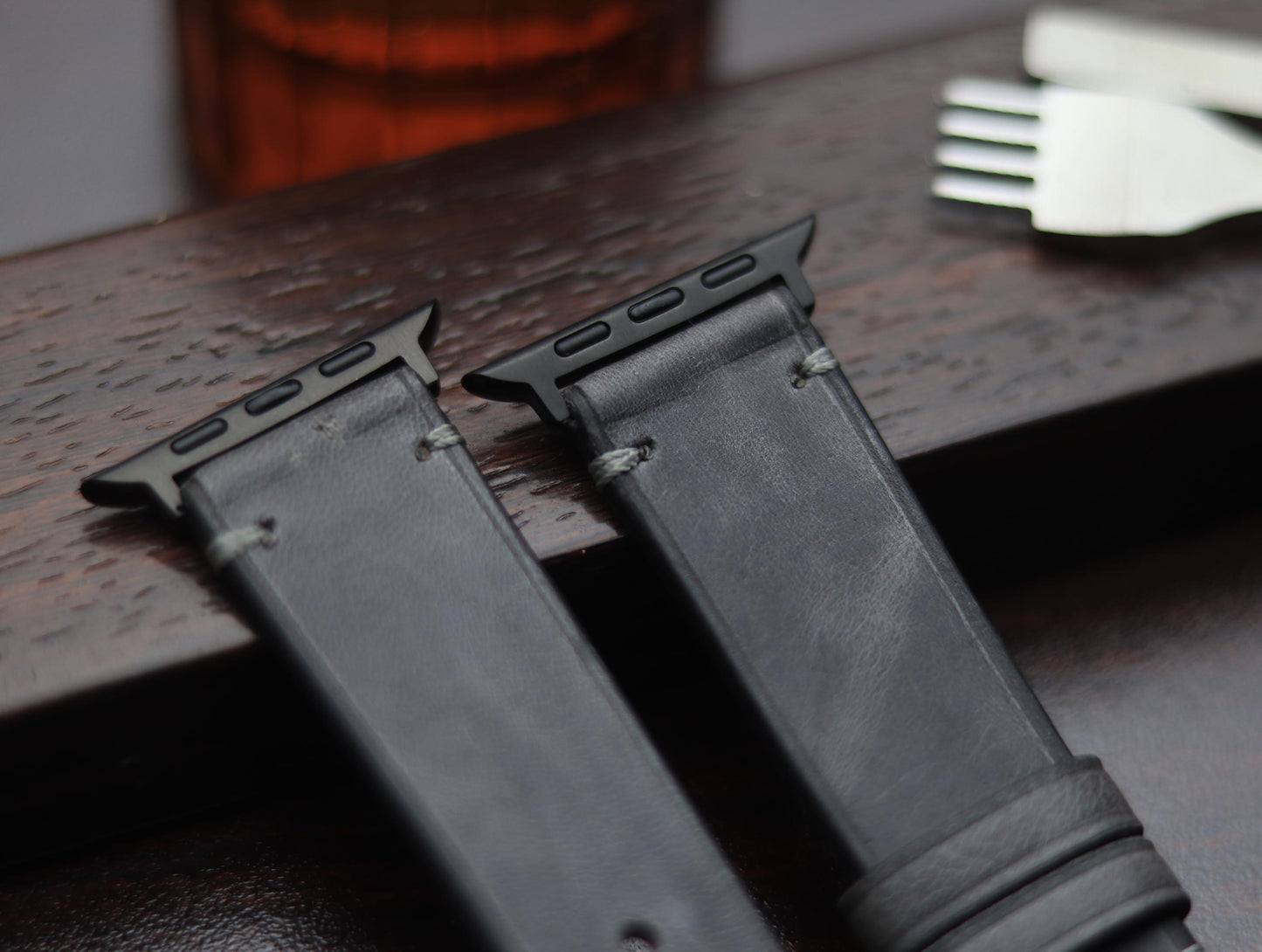 PREMIUM LEATHER STRAP EMPIRICAL GREY MINIMAL STITCHED (GREY)