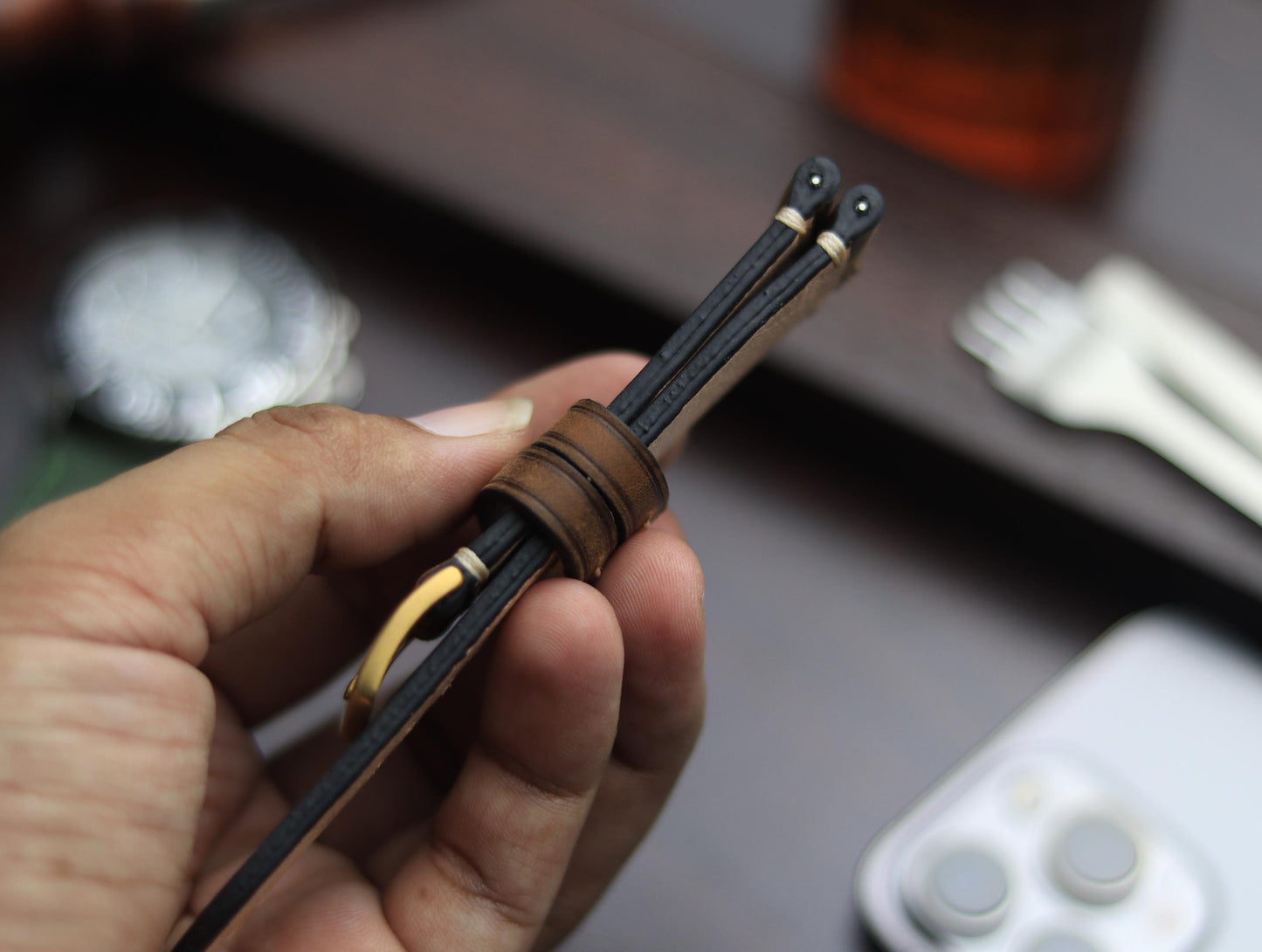 PREMIUM LEATHER STRAP ECLIPSE BROWN - MINIMAL STITCHED (BEIGH)